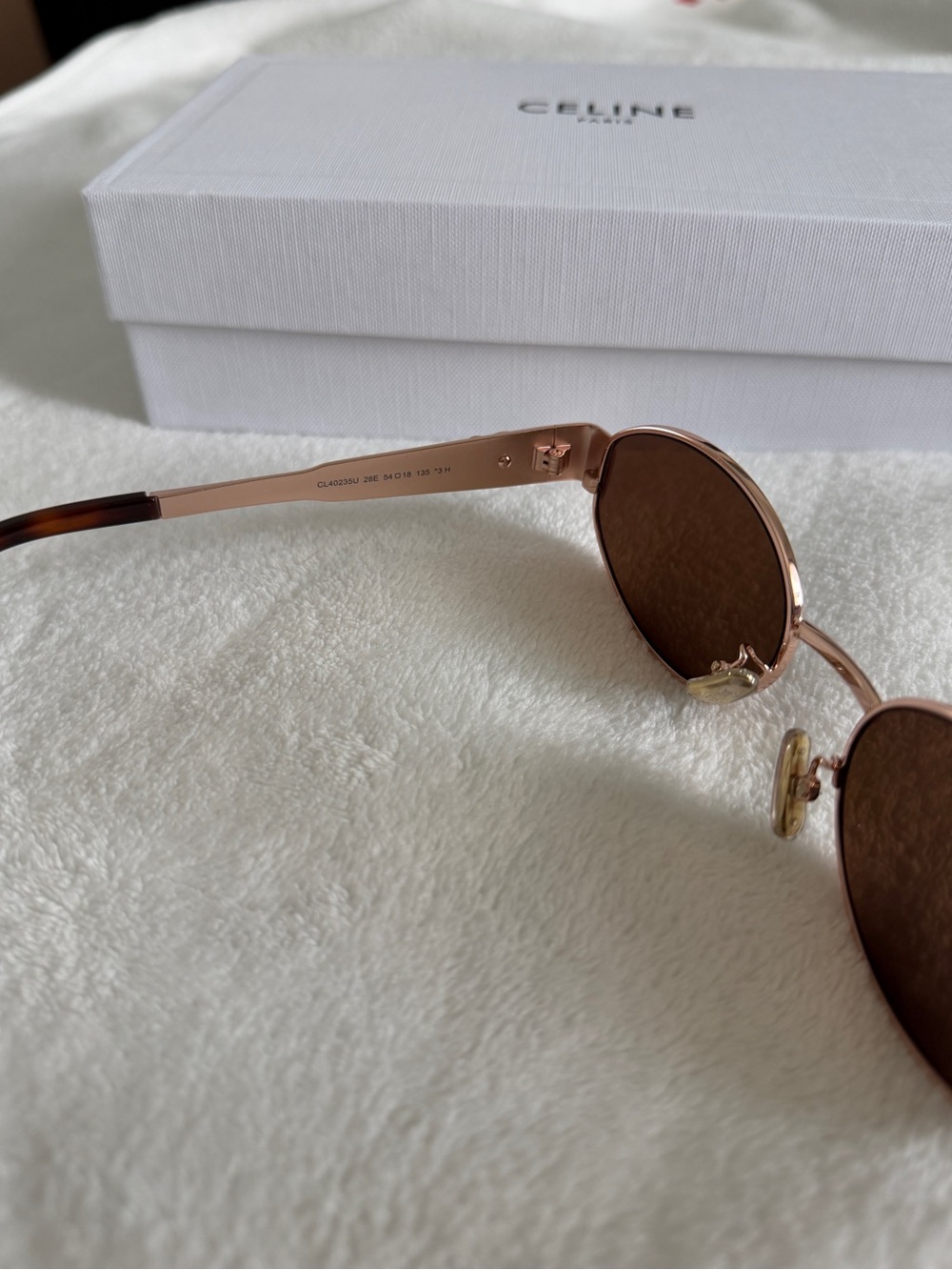 Celine Brown Leather Sunglasses Pouch with Gold Logo and Brown Lenses - Picture 2 of 7